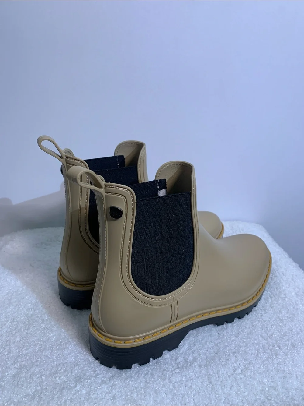 Igor Taupe Chelsea Rain Booties with Black Elastic